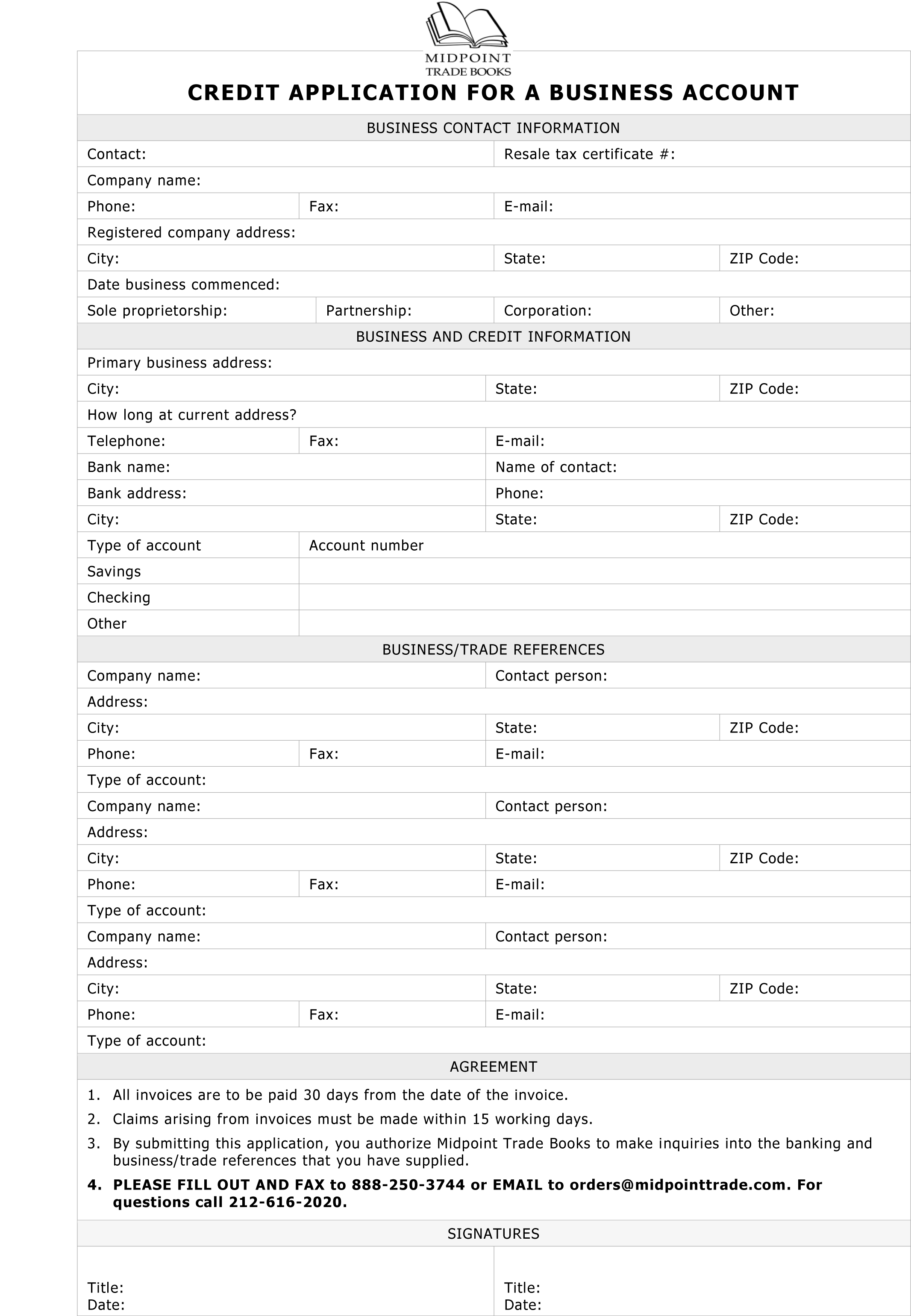 credit references for businesses